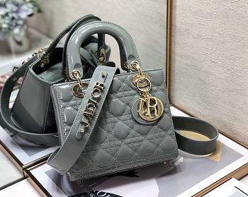 Dior Small Lady Dior My ABCDIOR Gray Patent Leather M0531 Size 20 cm
