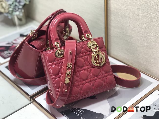Dior Small Lady Dior My ABCDIOR Pink Patent Leather M0531 Size 20 cm - 1