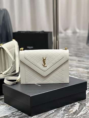 YSL Gaby Satchel In Quilted Lambskin in White 668863 Size 28 x 16 x 5 cm
