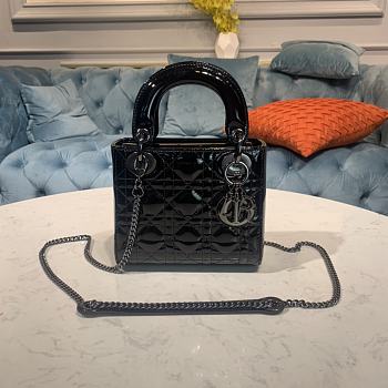 Dior Mini Lady Bagblack Patent Cannage Calfskin M0505 Size 17 cm