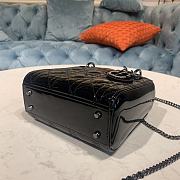 Dior Mini Lady Bagblack Patent Cannage Calfskin M0505 Size 17 cm - 2