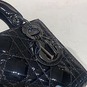 Dior Mini Lady Bagblack Patent Cannage Calfskin M0505 Size 17 cm - 6
