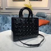 Dior Large Lady Bagblack Patent Cannage Calfskin M0567 Size 32 cm - 5