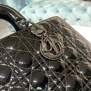 Dior Large Lady Bagblack Patent Cannage Calfskin M0567 Size 32 cm - 3