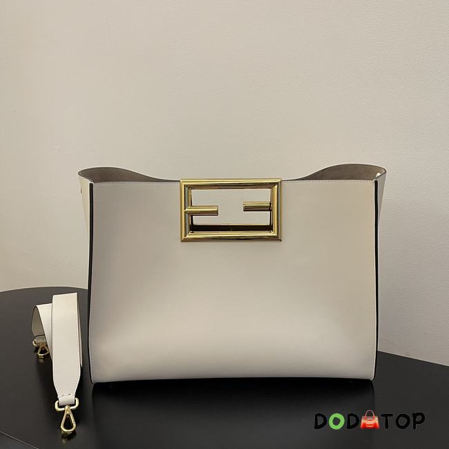 Fendi Medium Way Leather Shoulder Bag White 8BH391 Size 40 x 18 x 30 cm - 1