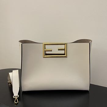 Fendi Medium Way Leather Shoulder Bag White 8BH391 Size 40 x 18 x 30 cm
