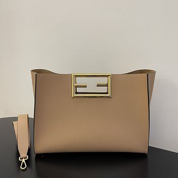 Fendi Medium Way Leather Shoulder Bag Beige 8BH391 Size 40 x 18 x 30 cm