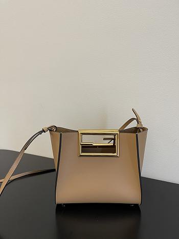 Fendi Small Way Leather Shoulder Bag Beige 8BS054 Size 20 x 9 x 17 cm