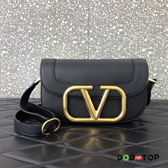 Valentino Supervee Calfskin Crossbody Bag Black ZXLU26 Size 26.5 cm - 1