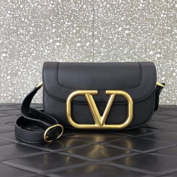 Valentino Supervee Calfskin Crossbody Bag Black ZXLU26 Size 26.5 cm