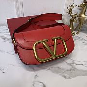 Valentino Supervee Calfskin Crossbody Bag Red ZXLU26 Size 26.5 cm - 2