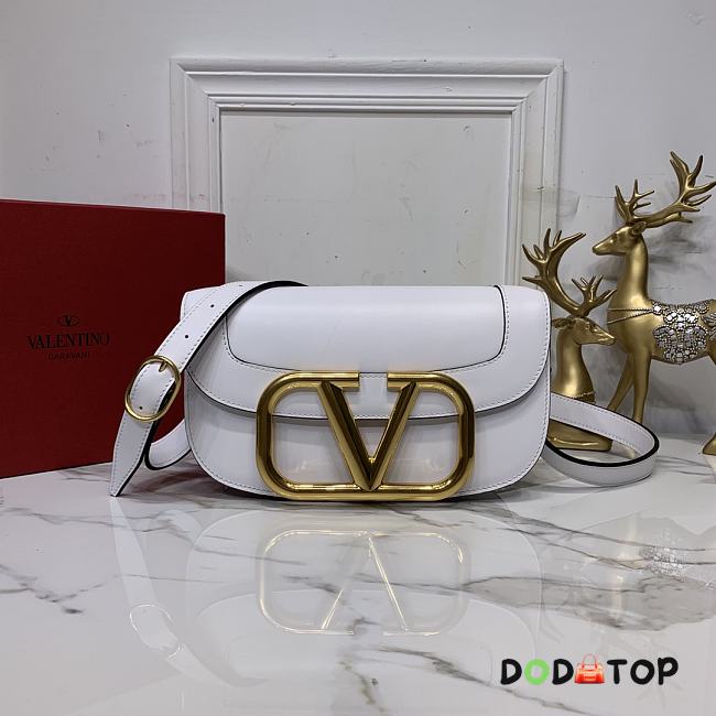Valentino Supervee Calfskin Crossbody Bag White ZXLU26 Size 26.5 cm - 1
