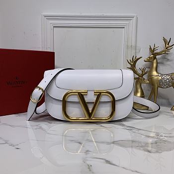 Valentino Supervee Calfskin Crossbody Bag White ZXLU26 Size 26.5 cm