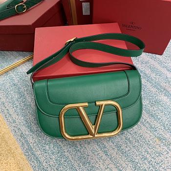 Valentino Supervee Calfskin Crossbody Bag Green ZXLU26 Size 26.5 cm