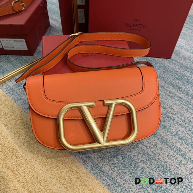 Valentino Supervee Calfskin Crossbody Bag Orange ZXLU26 Size 26.5 cm - 1