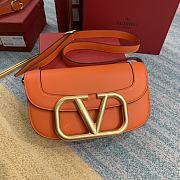 Valentino Supervee Calfskin Crossbody Bag Orange ZXLU26 Size 26.5 cm - 1