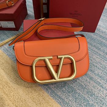 Valentino Supervee Calfskin Crossbody Bag Orange ZXLU26 Size 26.5 cm