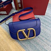 Valentino Supervee Calfskin Crossbody Bag Blue ZXLU26 Size 26.5 cm - 1