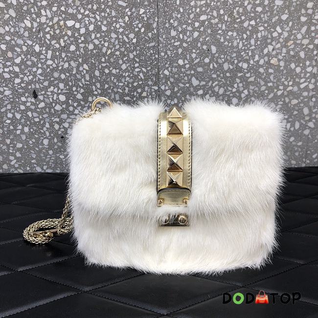 Valentino Mink Fur Mini Shoulder Bag White Size 21 cm - 1