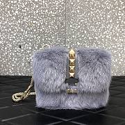 Valentino Mink Fur Mini Shoulder Bag Gray Size 21 cm  - 1