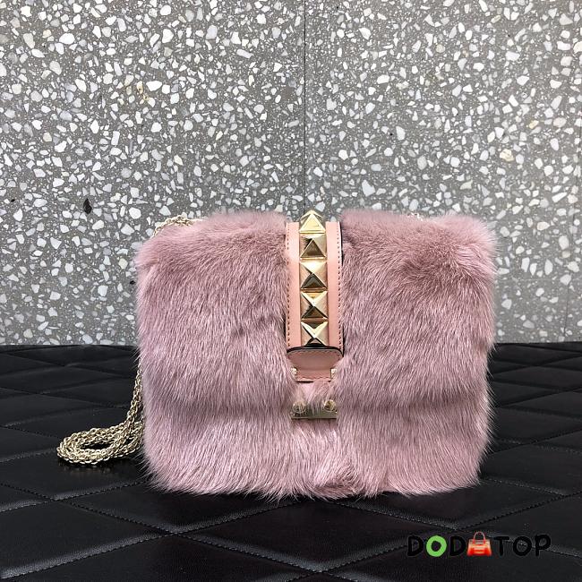 Valentino Mink Fur Mini Shoulder Bag Pink Size 21 cm - 1