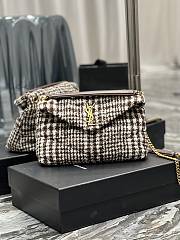 YSL Small Puffer Checked Tweed And Lambskin 577476 Size 29 × 17 × 11 cm - 3