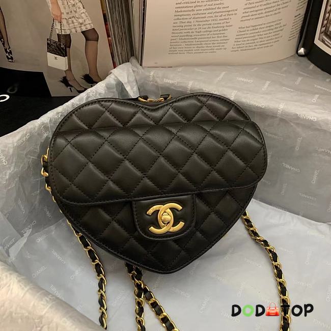 Chanel Heart Shaped Pre-spring 2022 Black Size 20 × 17 × 6.5 cm - 1