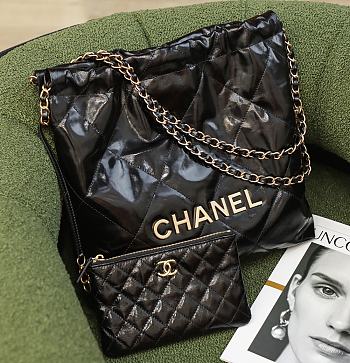 Chanel Leather Shopping Bag Black 2022 Size 30 x 7 x 29 cm