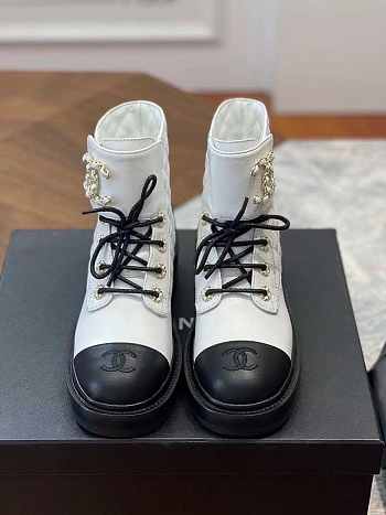 Chanel CC White Boots