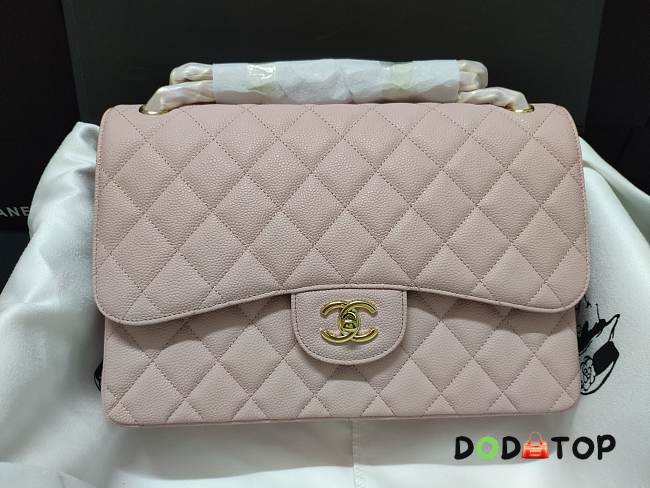 Chanel Caviar Calfskin Flap Bag A1113 With Gold Hardware 30cm Light Pink - 1