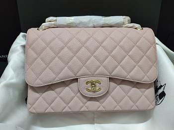 Chanel Caviar Calfskin Flap Bag A1113 With Gold Hardware 30cm Light Pink