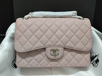Chanel Caviar Calfskin Flap Bag A1113 With Silver Hardware 30cm Light Pink