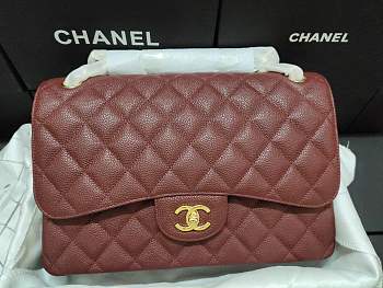 Chanel Caviar Calfskin Flap Bag A1113 With Gold Hardware 30cm Red