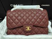 Chanel Caviar Calfskin Flap Bag A1113 With Gold Hardware 30cm Red - 5
