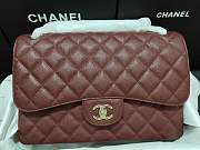 Chanel Caviar Calfskin Flap Bag A1113 With Silver Hardware 30cm Red - 2