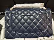 Chanel Lampskin Flap Bag A1113 With Gold Hardware 30cm Navy Blue - 3