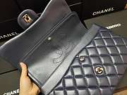 Chanel Lampskin Flap Bag A1113 With Silver Hardware 30cm Navy Blue - 6