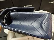 Chanel Lampskin Flap Bag A1113 With Silver Hardware 30cm Navy Blue - 5