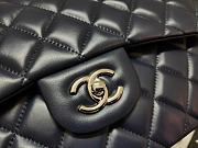 Chanel Lampskin Flap Bag A1113 With Silver Hardware 30cm Navy Blue - 3