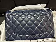 Chanel Lampskin Flap Bag A1113 With Silver Hardware 30cm Navy Blue - 2