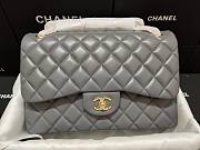 Chanel Lampskin Flap Bag A1113 With Gold Hardware 30cm Gray - 1