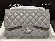 Chanel Lampskin Flap Bag A1113 With Silver Hardware 30cm Gray - 1