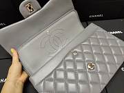 Chanel Lampskin Flap Bag A1113 With Silver Hardware 30cm Gray - 5