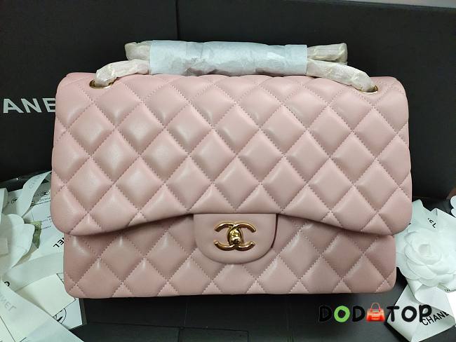 Chanel Lampskin Flap Bag A1113 With Gold Hardware 30cm Light Pink - 1