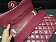 Chanel Lampskin Flap Bag A1113 With Silver Hardware 30cm Red - 2