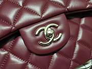 Chanel Lampskin Flap Bag A1113 With Silver Hardware 30cm Red - 6