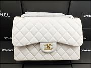 Chanel Lampskin Flap Bag A1113 With Gold Hardware 30cm White - 1