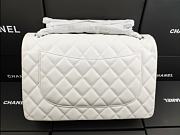 Chanel Lampskin Flap Bag A1113 With Silver Hardware 30cm White - 4