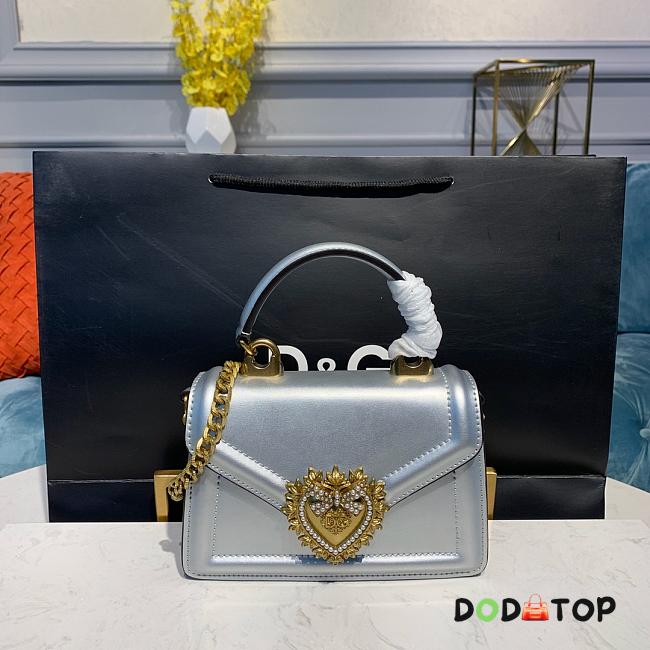 D&G Small Devotion Bag In Nappa Leather Silver Size 19 x 11 x 4.5 cm - 1