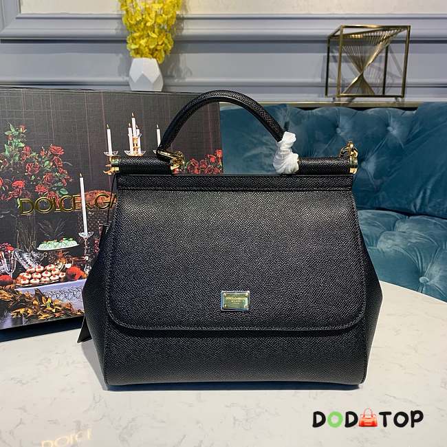 D&G Medium Calfskin Sicily 58 Bag Black Size 25 x 20 x 12 cm - 1